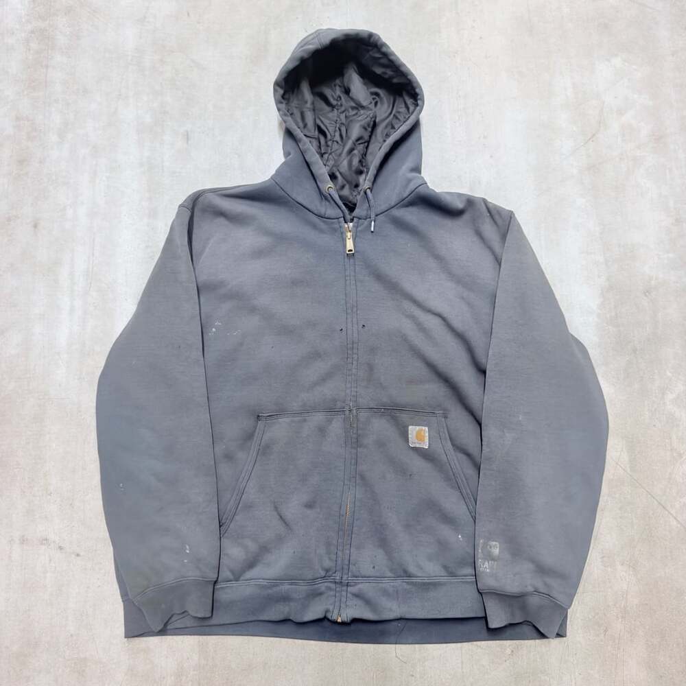 Carhartt Rain Defender Thermal Lined Full Zip Hooded Sweatshirt Gray 2XL